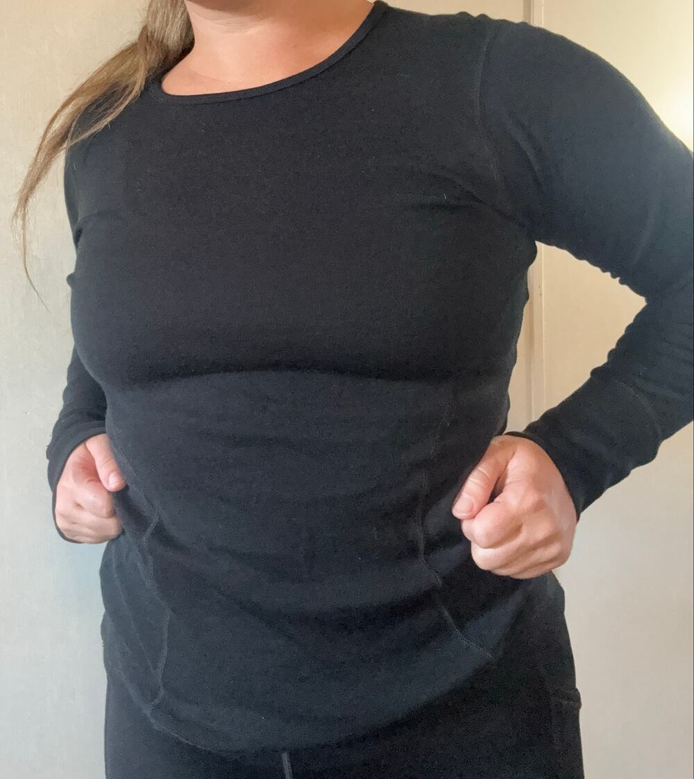 Woolx Women’s Merino Wool Long Sleeve Base Layer Top Black Small